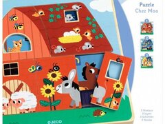 Puzzle straturi Animale de la ferma, 2 ani, Djeco